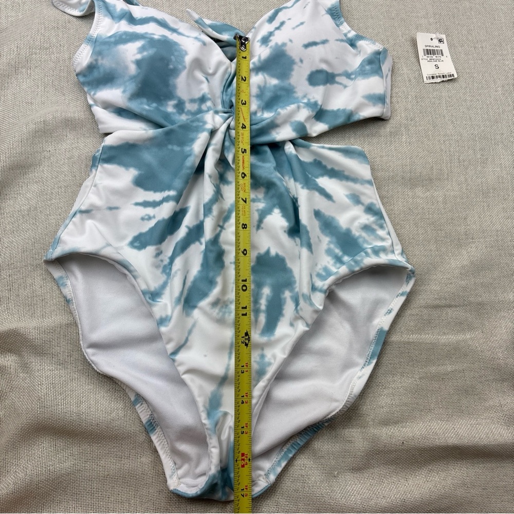Bar III ABALONE BLUE Spiraling Twist-Front Monokini One-Piece Swimsuit US Small - Picture 9 of 13